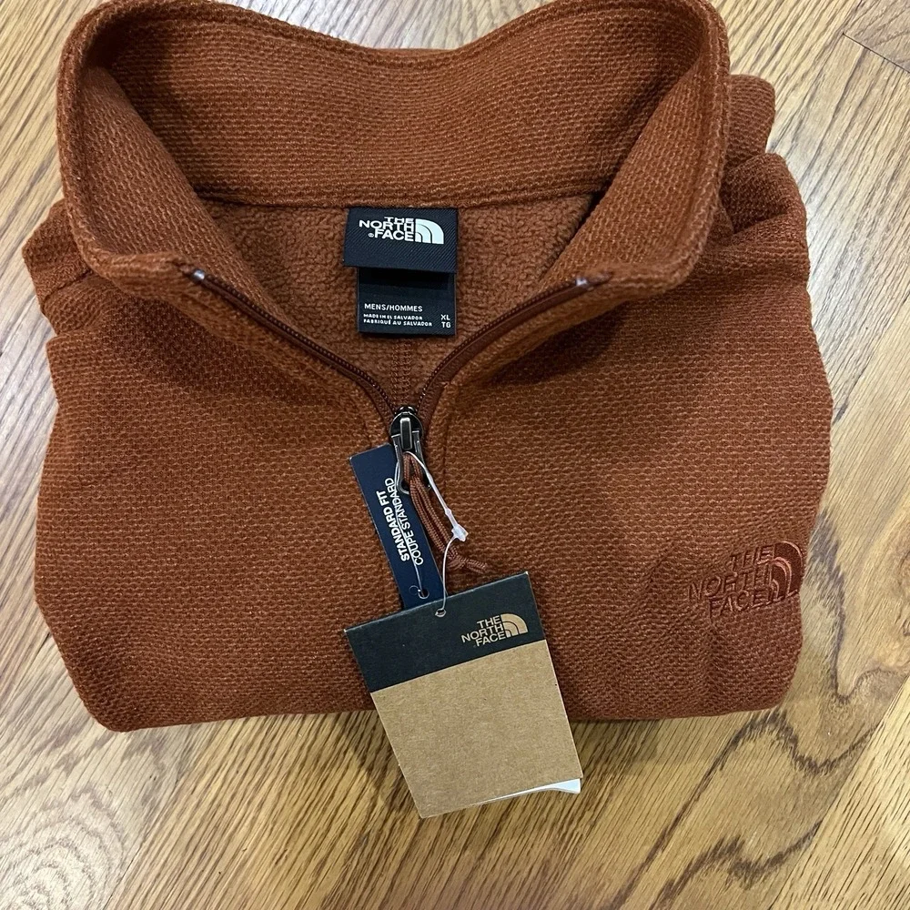 The North Face Mens Textured Quarter Zip Fleece Brandy Brown NF0A3YR1 XL